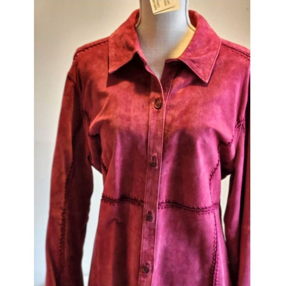 Rare Find: Genuine Red Wine/Purple Suede Jacket by BETH TERRELL, Size M